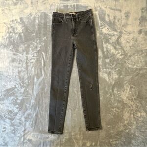 Madewell Women’s  10" High Rise Skinny Jeans sz 28 Dark Black Distressed Stretch